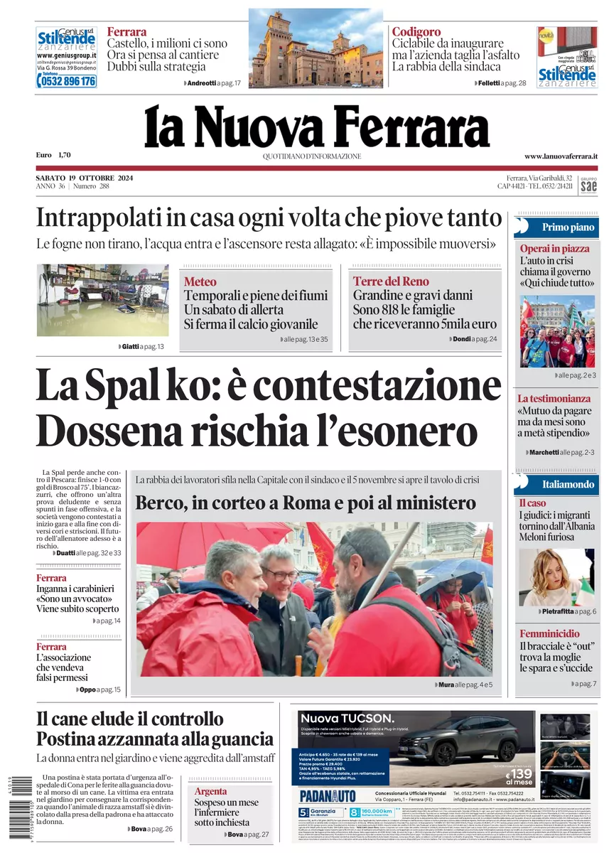 Prima-pagina-nuova ferrara-oggi-edizione-del-2024-10-19